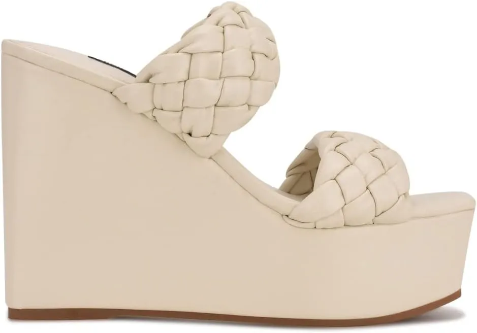 Nine West Women's Nessie Faux Leather Slip-On Wedge Sandal