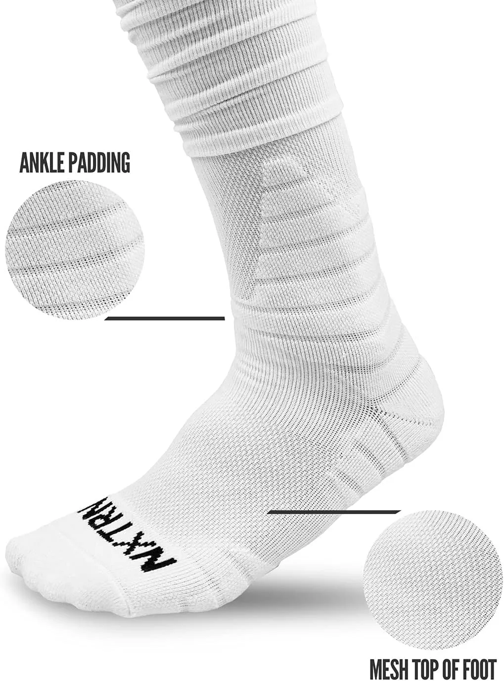 Nxtrnd XTD Scrunch Football Socks, Extra Long Padded Sport Socks for Men & Boys