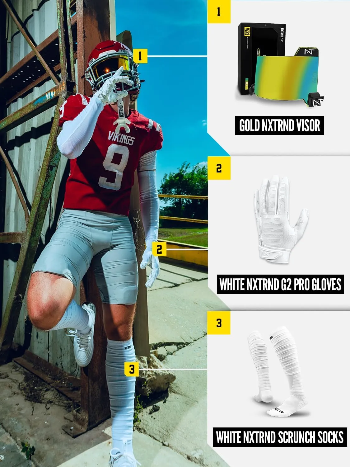 Nxtrnd XTD Scrunch Football Socks, Extra Long Padded Sport Socks for Men & Boys