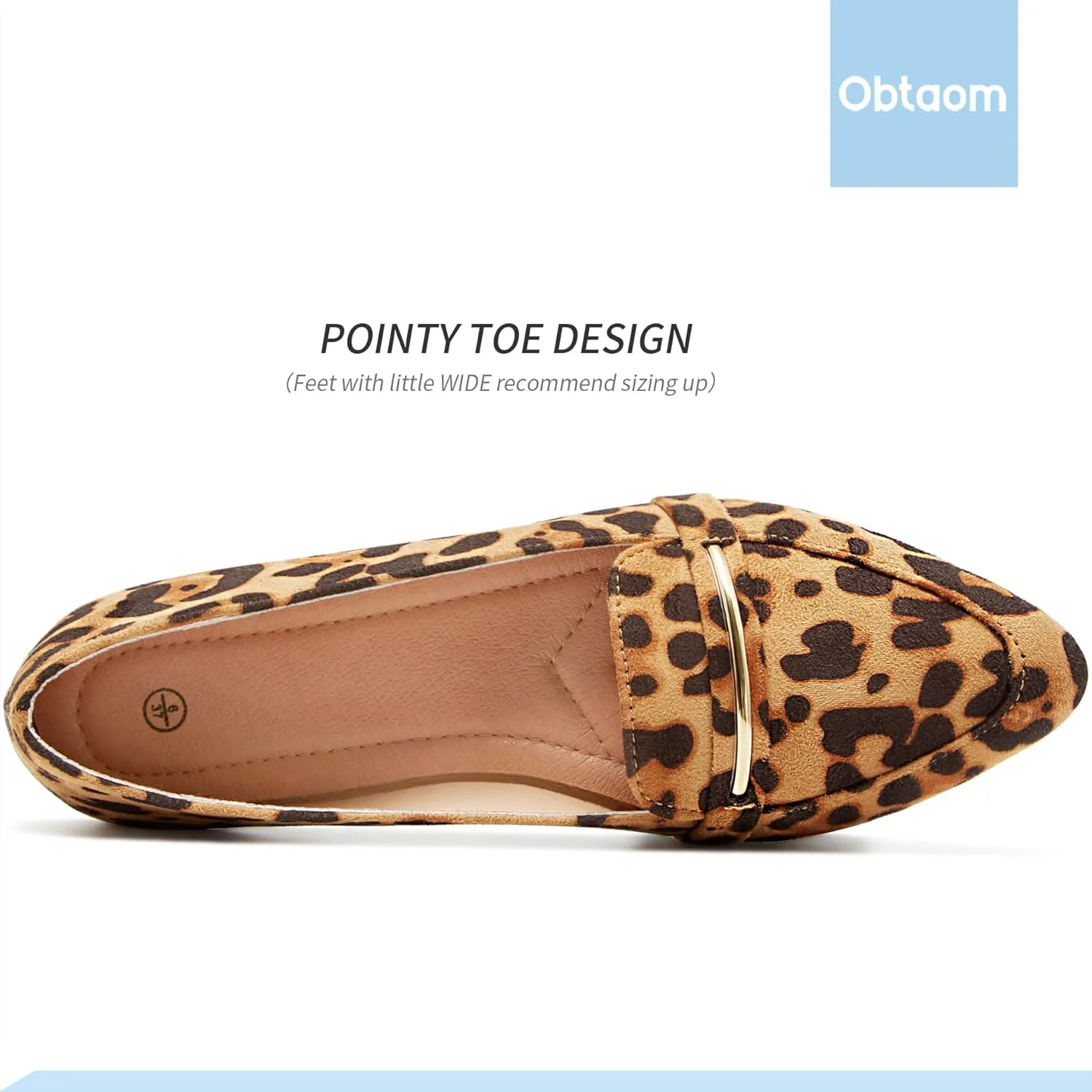 Obtaom Women's Pointy Toe Loafer Flat Comfortable Faux Suede Work Shoes,Cute Penny Loafer Slip On Ballet Flat