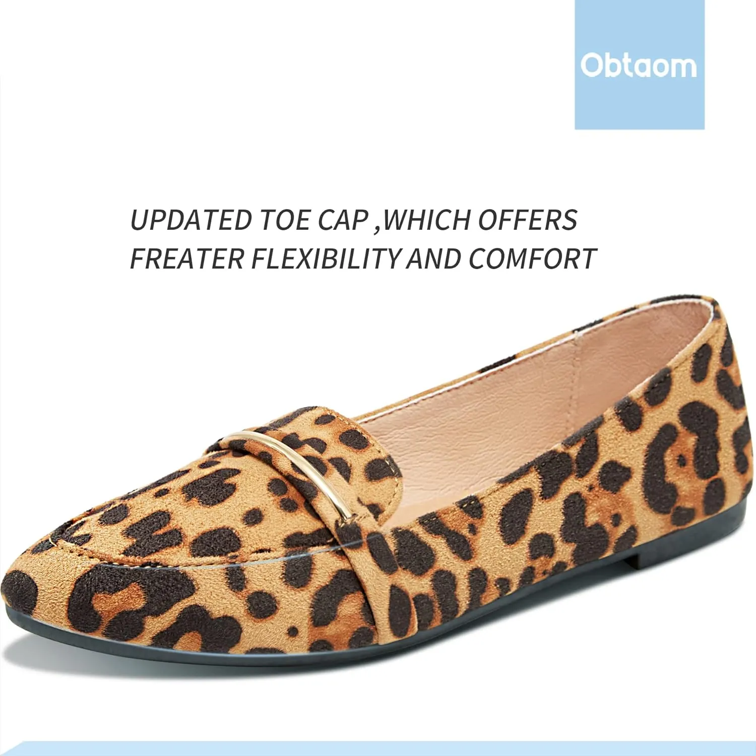 Obtaom Women's Pointy Toe Loafer Flat Comfortable Faux Suede Work Shoes,Cute Penny Loafer Slip On Ballet Flat