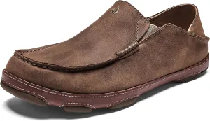 OLUKAI Moloa Men's Premium Leather Shoes, Easy Slip On & Off Design, Casual & Versatile Loafer, Drop-in Heel & Enhanced Traction, Ray/Toffee, 11.5