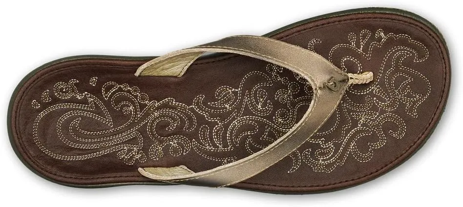 OLUKAI Paniolo Women's Premium Leather Sandals, Versatile & Unique Flip-Flop Slides, All-Day Comfort & Style