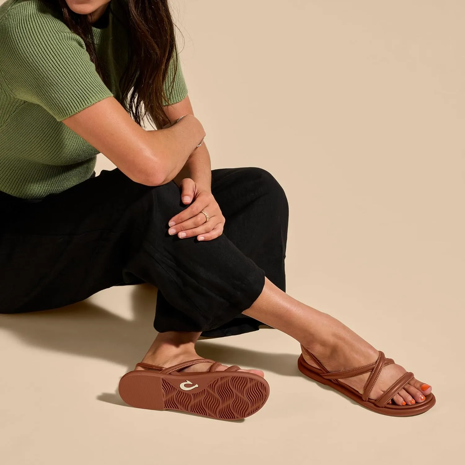 OLUKAI Tiare Women's Strappy Sandals, Premium Leather & Stylish Design, All-Day Comfort & Support
