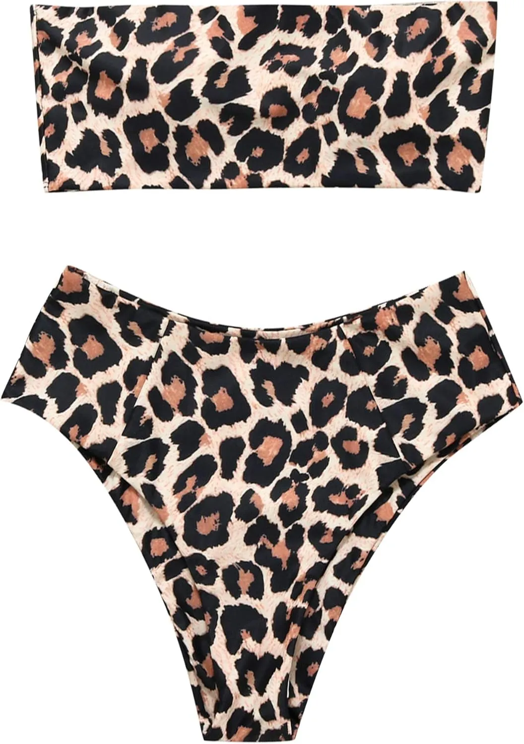 OMKAGI Women's 2 Pieces Bandeau Bikini Swimsuits Off Shoulder High Waist Bathing Suit High Cut