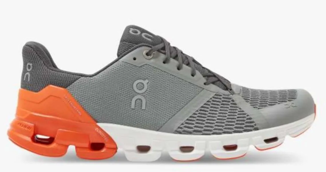 On Grey and Orange Cloudflyer Mens Running Shoes 21.99628