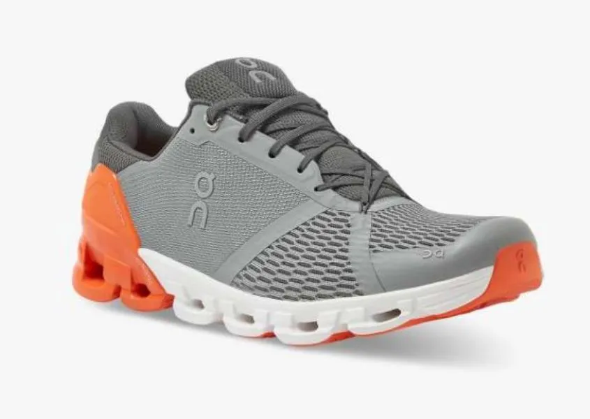 On Grey and Orange Cloudflyer Mens Running Shoes 21.99628