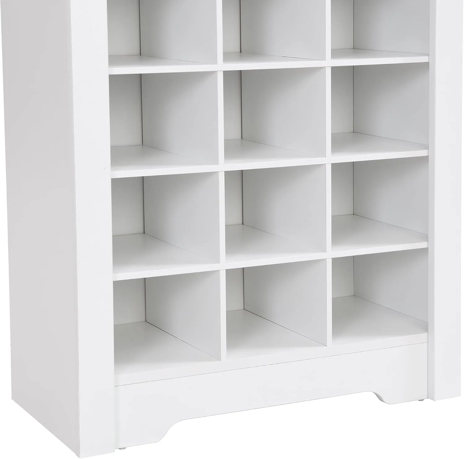 ON-Trend Stylish Design 30 Shoe Cubby Console, Contemporary Shoe Cabinet with Multiple Storage Capacity, Free Standing Tall Cabinet with Versatile Use for Hallway, Bedroom, White