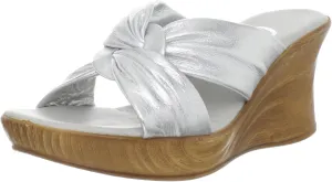 Onex Women's Puffy Wedge Sandal,Silver,10 M US