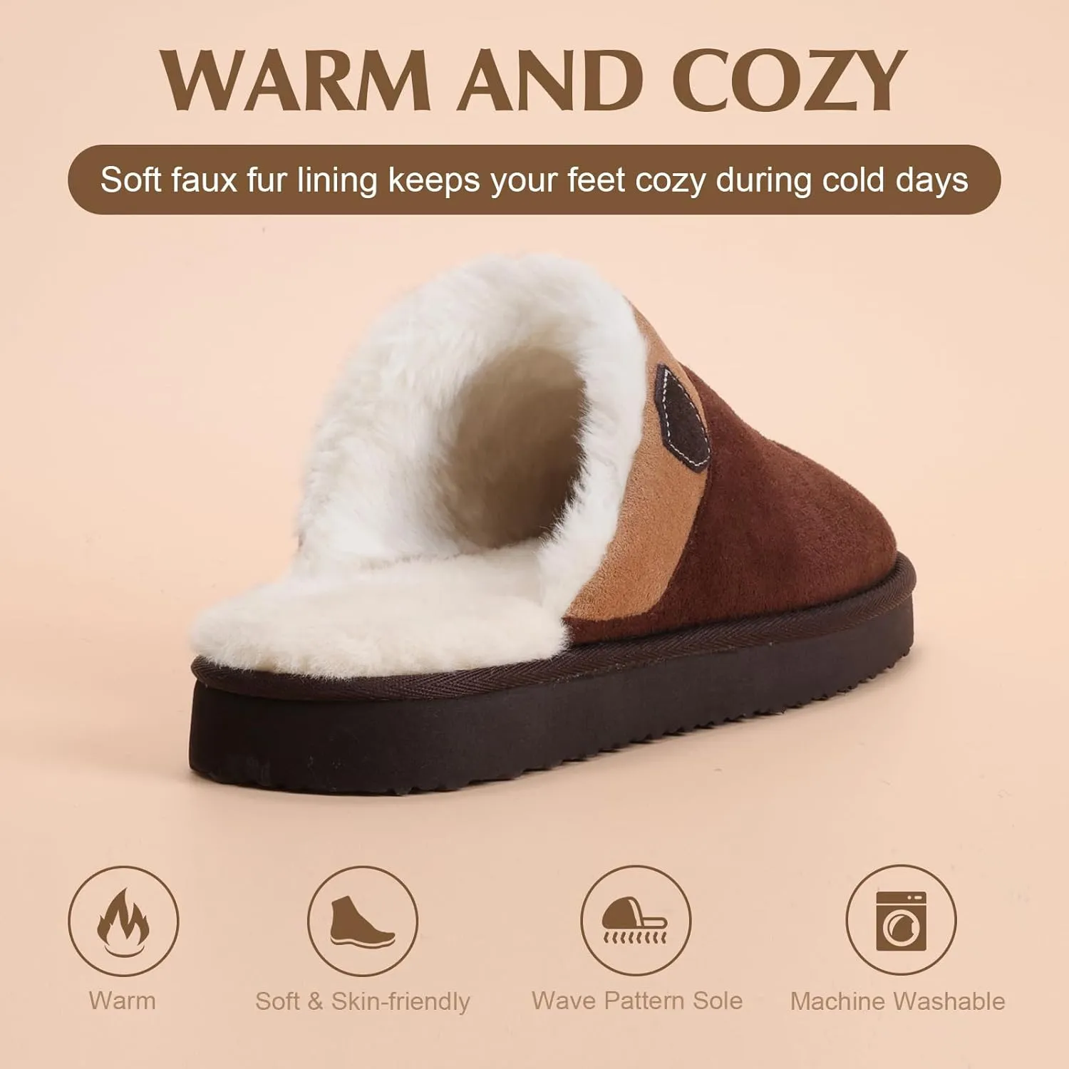 OOW Cowboy Boot Slippers for Mens Western House Slippers Indoor and Outdoor Square Toe