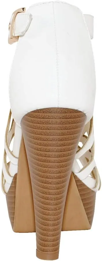Open Toe Ankle Strap Sandal – Western Bootie Stacked Heel Open Toe Cutout Shoes