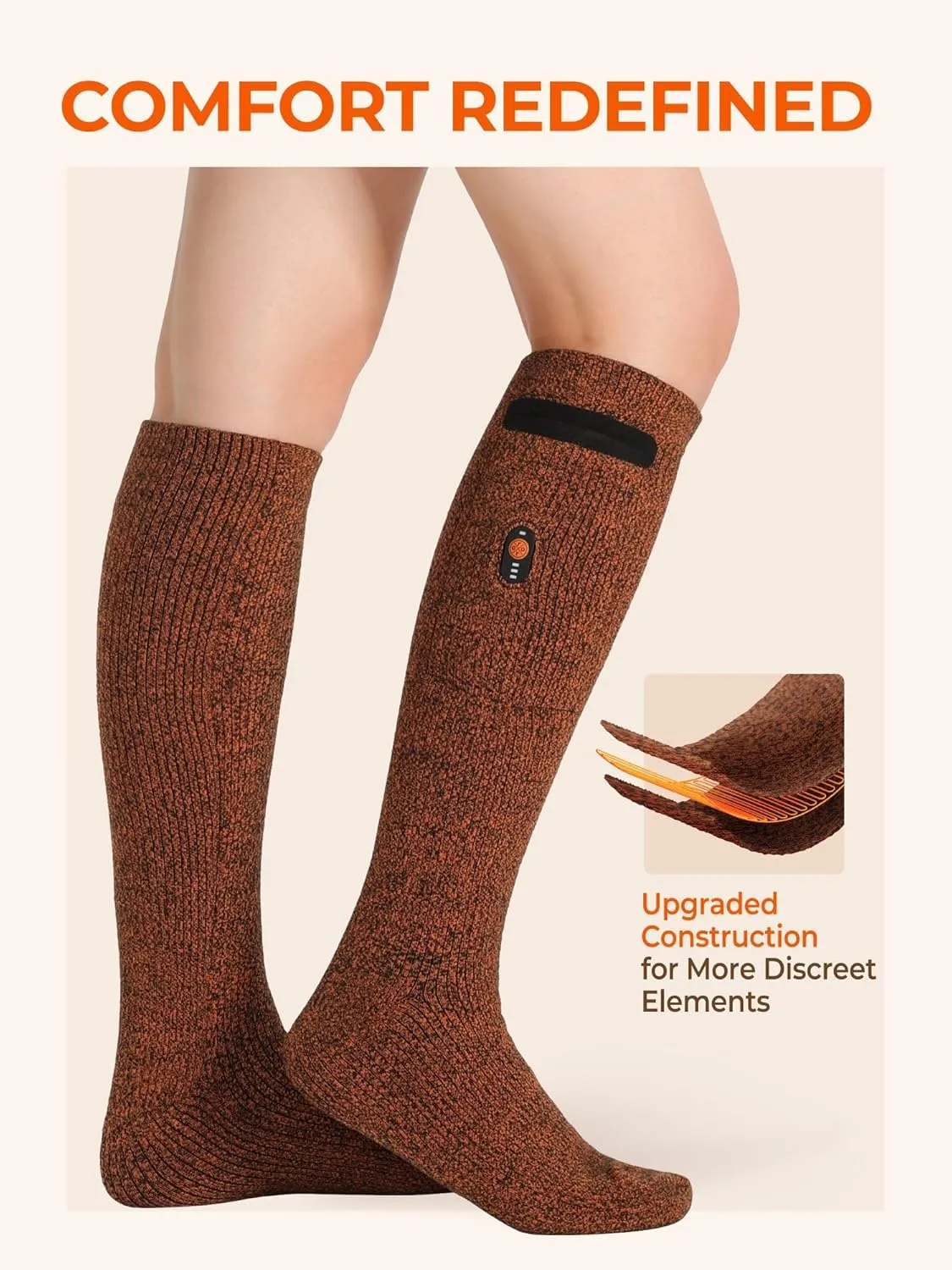 ORORO [Upgraded] Heated Socks for Men Women, Rechargeable Electric Socks for Cold Feet (Charger Not Included)