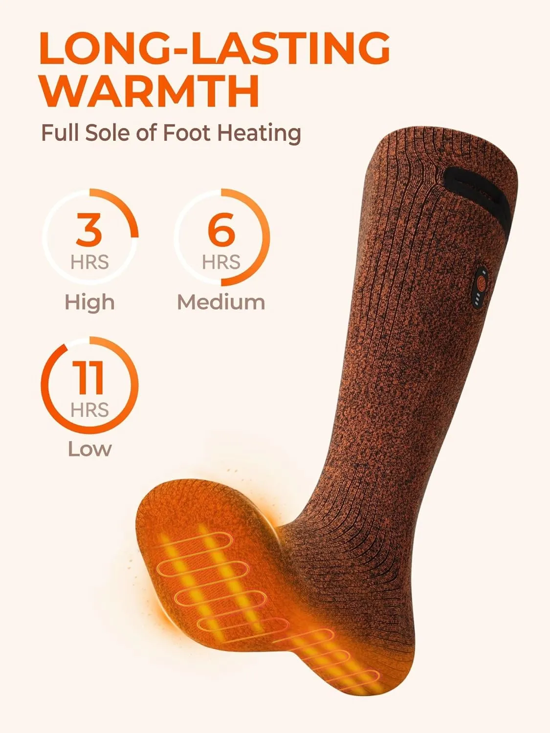 ORORO [Upgraded] Heated Socks for Men Women, Rechargeable Electric Socks for Cold Feet (Charger Not Included)