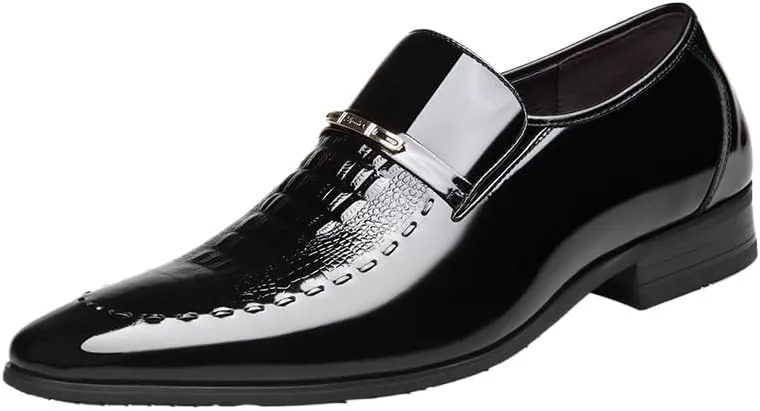 Oxford Formal Shoes for Men Slip On New Men Leather Shoes Business Classic Office Shoes for Men Crocodile Pattern Men's Dress Shoes Breathable Casual Shoes