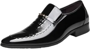 Oxford Formal Shoes for Men Slip On New Men Leather Shoes Business Classic Office Shoes for Men Crocodile Pattern Men's Dress Shoes Breathable Casual Shoes