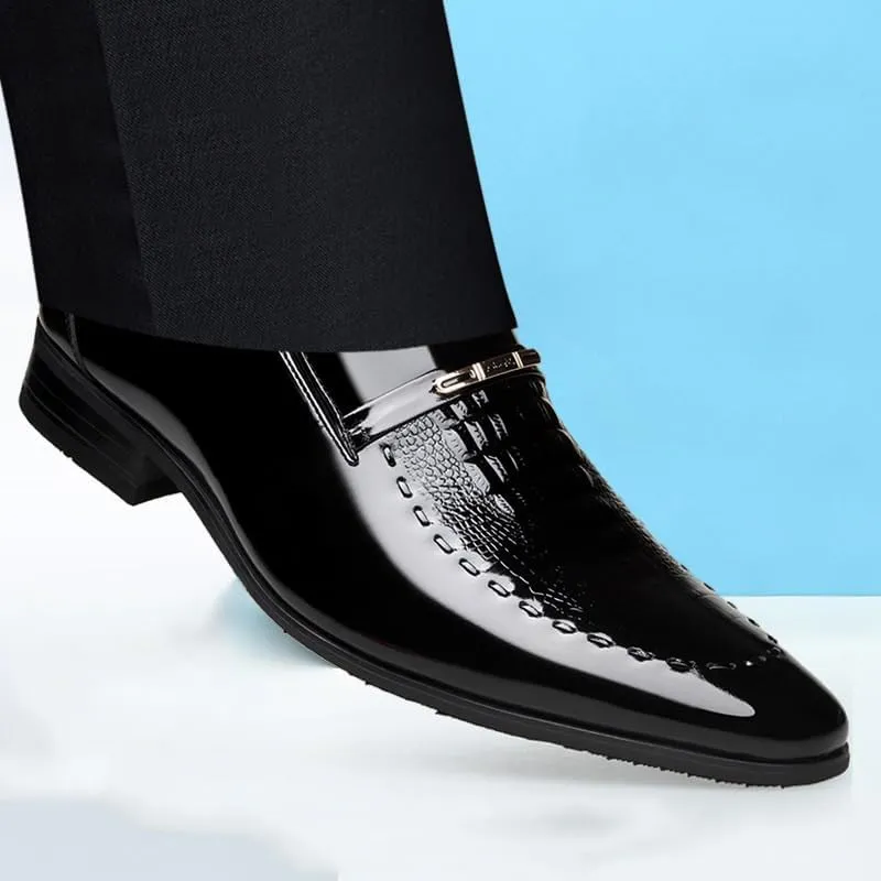 Oxford Formal Shoes for Men Slip On New Men Leather Shoes Business Classic Office Shoes for Men Crocodile Pattern Men's Dress Shoes Breathable Casual Shoes