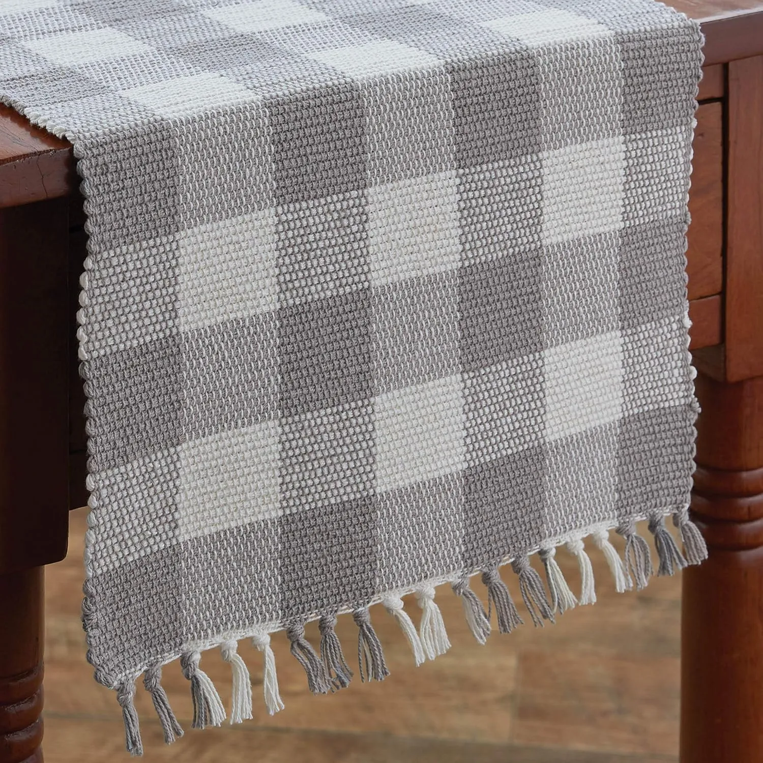 Park Designs Buffalo Check Dove Table Runner Yarn 13" X 54"