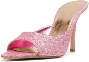 Pazzion Women Classic Pointed Open Toe High Heel Mules Slip On Stiletto Heels Slides Sandals Versatile Leisure Shopping Shoes Size 4-16 US