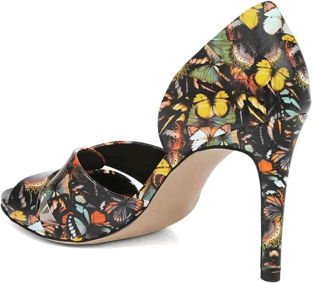 Pazzion Women Sexy Open Almond Toe High Heeled D'Orsay Pumps Slip On Stiletto Heel Two Pieces Sandals Versatile Party Evening Shoes Size 4-16 US