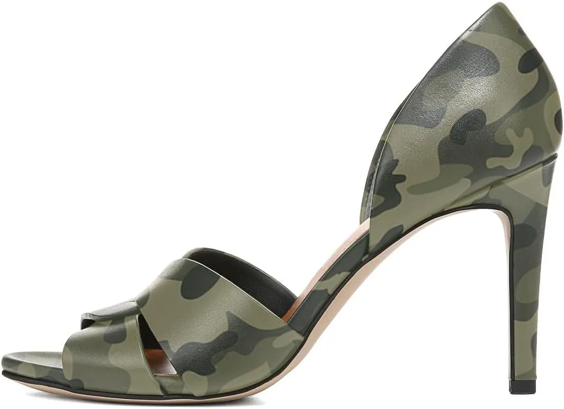 Pazzion Women Sexy Open Almond Toe High Heeled D'Orsay Pumps Slip On Stiletto Heel Two Pieces Sandals Versatile Party Evening Shoes Size 4-16 US