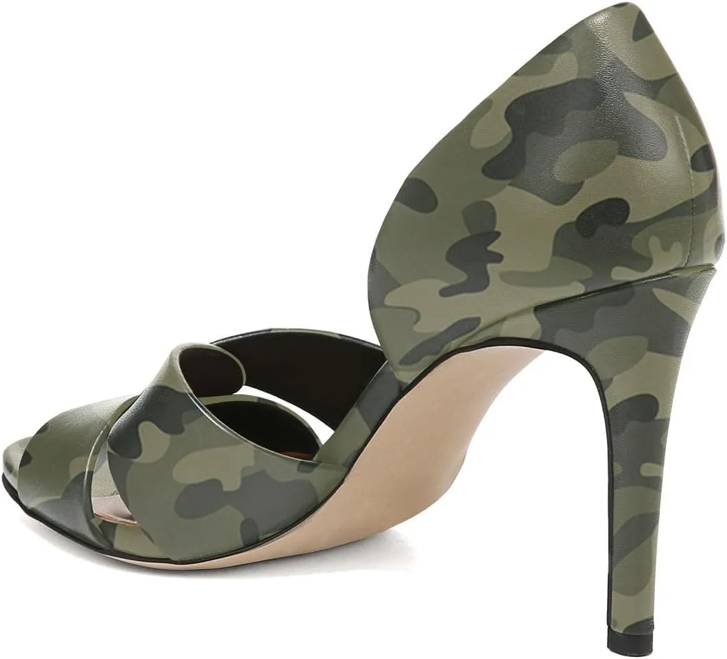 Pazzion Women Sexy Open Almond Toe High Heeled D'Orsay Pumps Slip On Stiletto Heel Two Pieces Sandals Versatile Party Evening Shoes Size 4-16 US