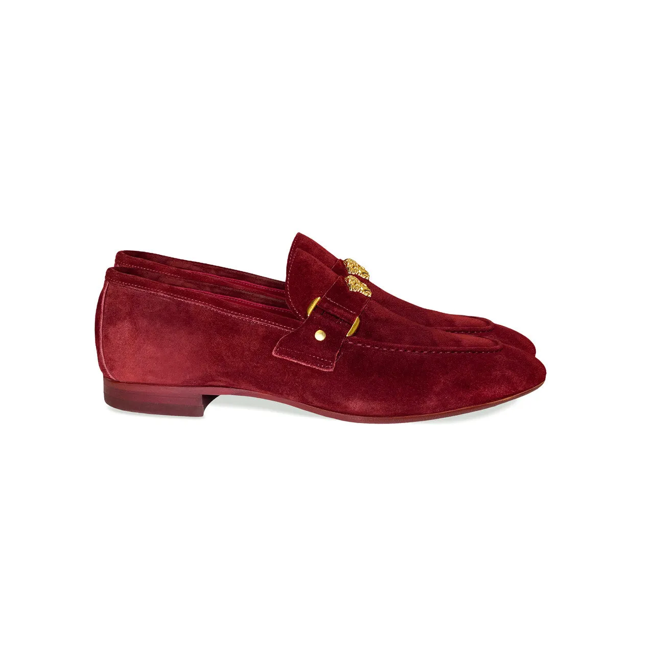 Pelle Line Lucas- Loafer with Medusa ornament- Cherry Suede