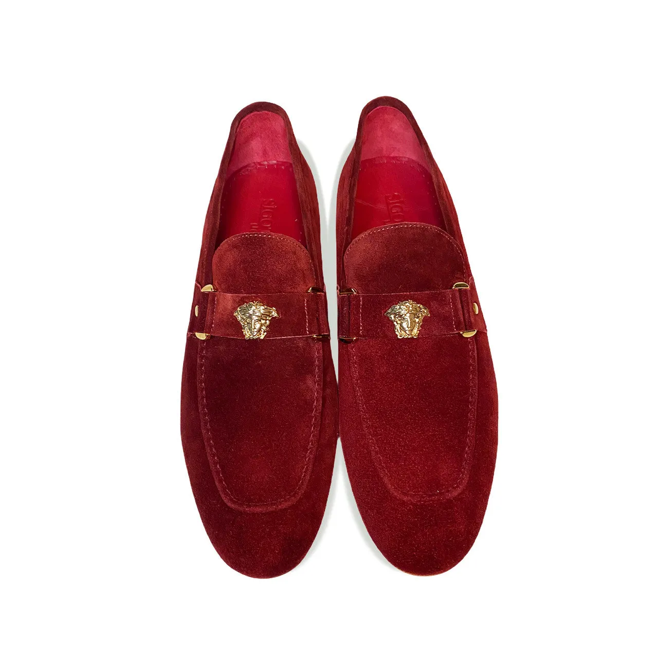 Pelle Line Lucas- Loafer with Medusa ornament- Cherry Suede