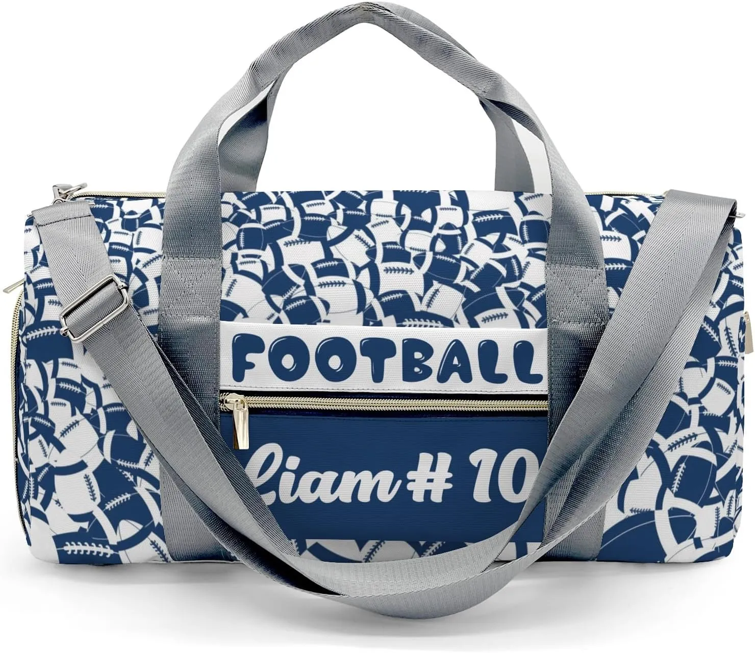 Personalized Name Sports Player Duffel Bags American Football Blue Navy Travel Perform Training Casual Bag