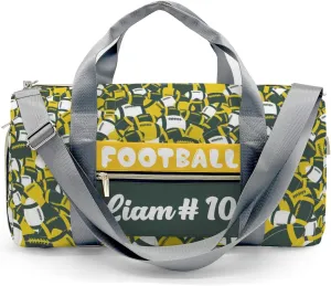 Personalized Name Sports Player Duffel Bags American Football Green Yellow Travel Perform Training Bag