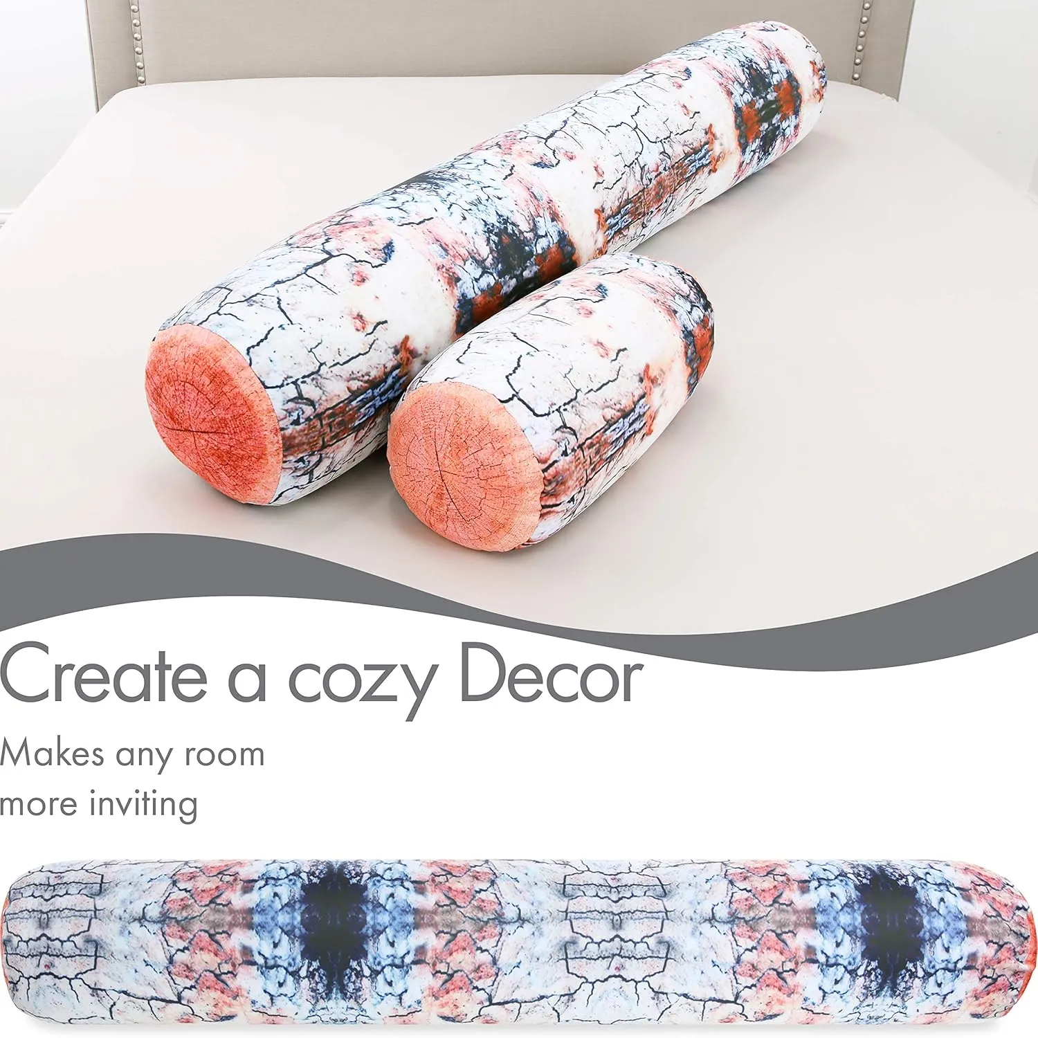 PILLOWY Log Platanus Microbead Body Pillow - Straight Long Pillows for Comfort or Use During Pregnancy- Spandex 85% / Nylon 15% - Spongy Cooling Hypoallergenic Outer Fabric - 50" X 8" - Side Sleepers