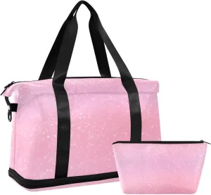 Pink Theme Duffel Bag Lightweight Carry On Gym Bags for Travel and Weekends, Versatile Overnight Bag with Shoe Compartment
