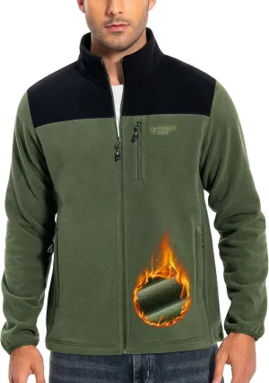 Pioneer Camp Men's Lightweight Polar Fleece Jacket Full Zip Antistatic Casual Coat Soft Warm Outwear with Zipper Pockets