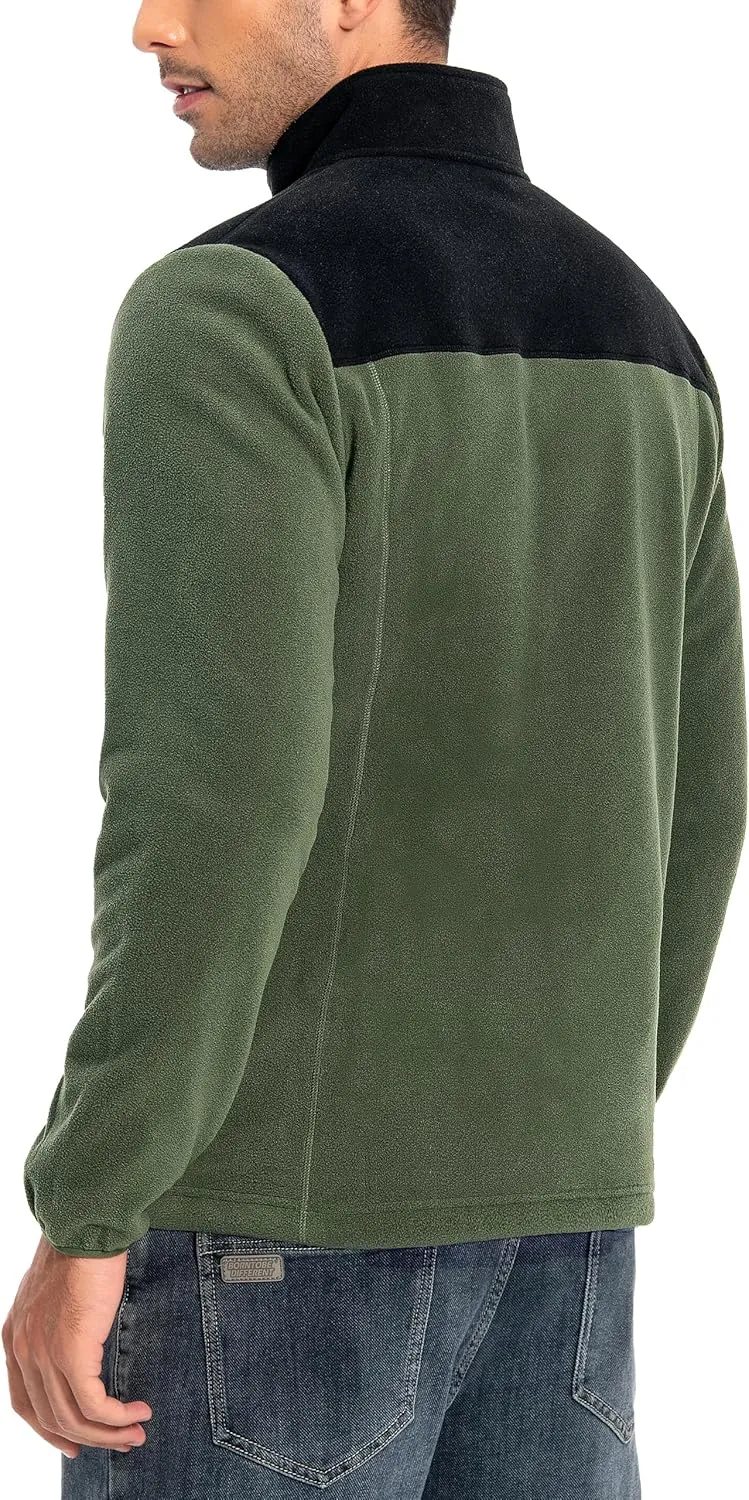 Pioneer Camp Men's Lightweight Polar Fleece Jacket Full Zip Antistatic Casual Coat Soft Warm Outwear with Zipper Pockets