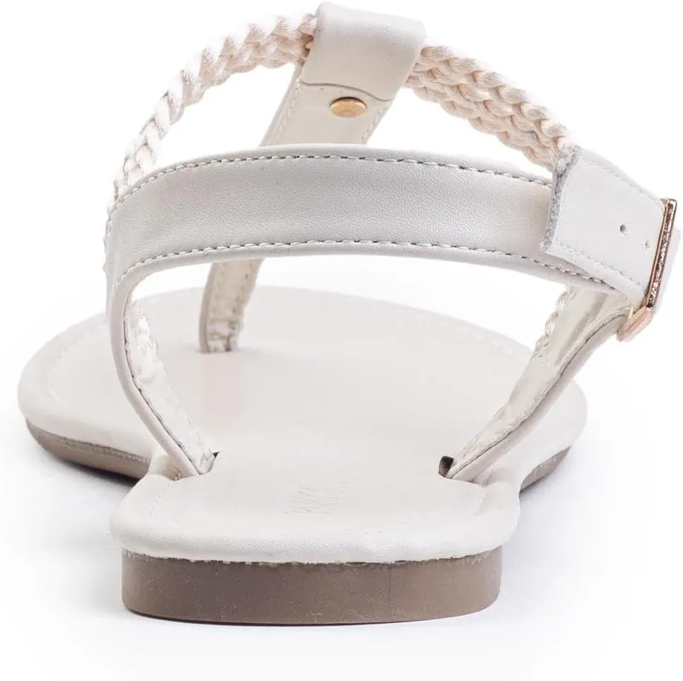 Plaka Rappel Women's Flat Sandals - Stylish and Dressy Womens Thong Sandals with Adjustable Buckle, Comfortable Strappy Rope Summer Sandals