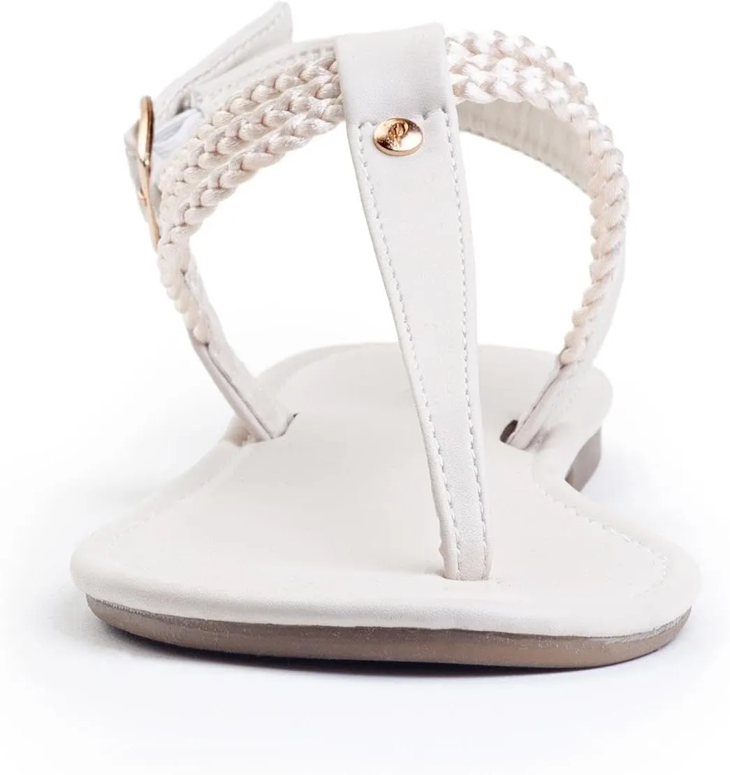 Plaka Rappel Women's Flat Sandals - Stylish and Dressy Womens Thong Sandals with Adjustable Buckle, Comfortable Strappy Rope Summer Sandals