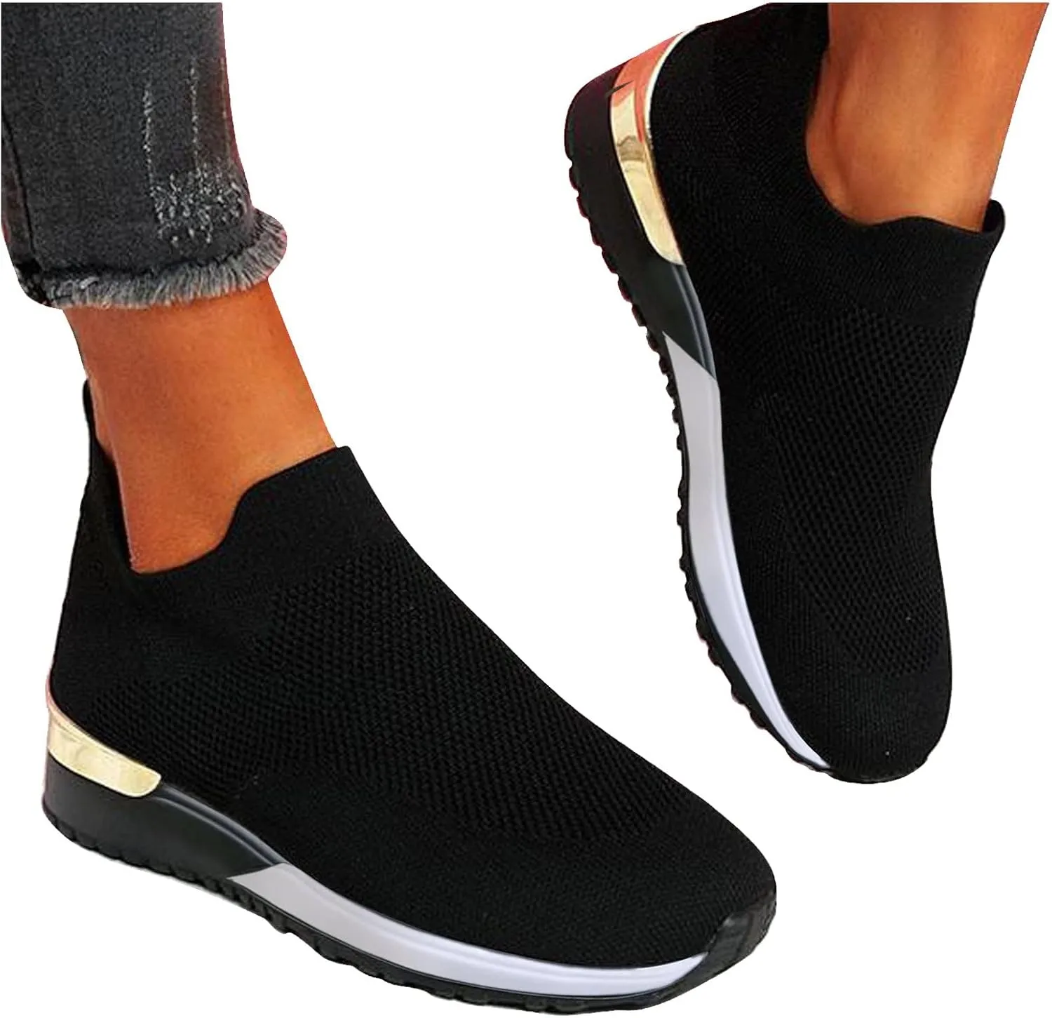 Plantar Fasciitis Shoes Women Non Slip Zapatos Ortopedicos para Mujer De Vestir All Black Platform Tennis Shoes for Women Platform Sneakers for Women Zapatos Negros para Embarazadas