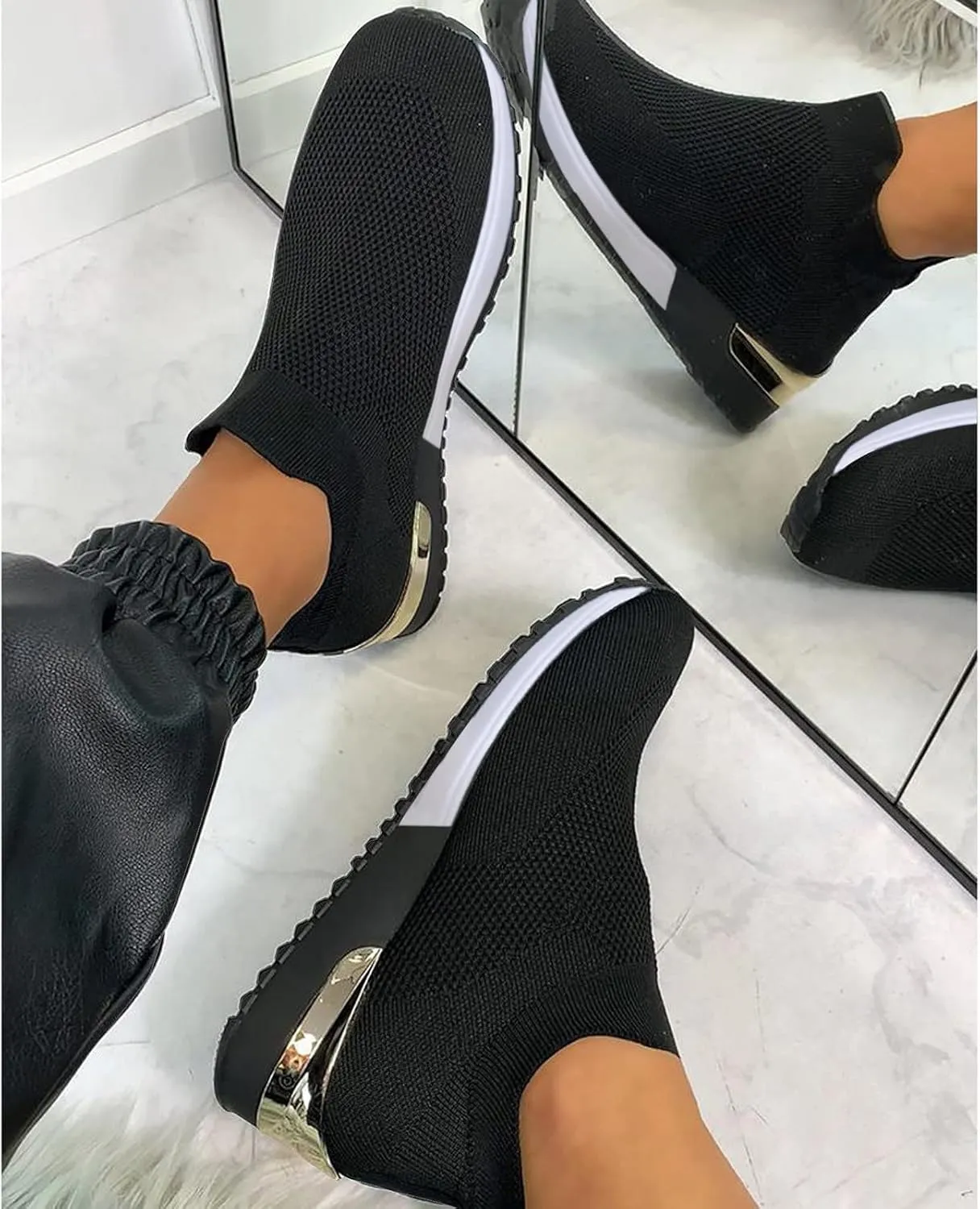Plantar Fasciitis Shoes Women Non Slip Zapatos Ortopedicos para Mujer De Vestir All Black Platform Tennis Shoes for Women Platform Sneakers for Women Zapatos Negros para Embarazadas