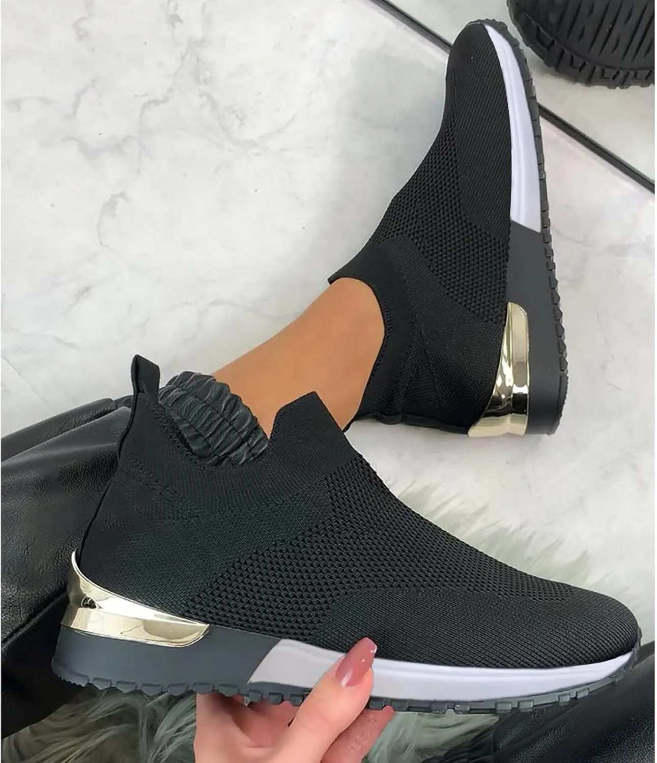 Plantar Fasciitis Shoes Women Non Slip Zapatos Ortopedicos para Mujer De Vestir All Black Platform Tennis Shoes for Women Platform Sneakers for Women Zapatos Negros para Embarazadas