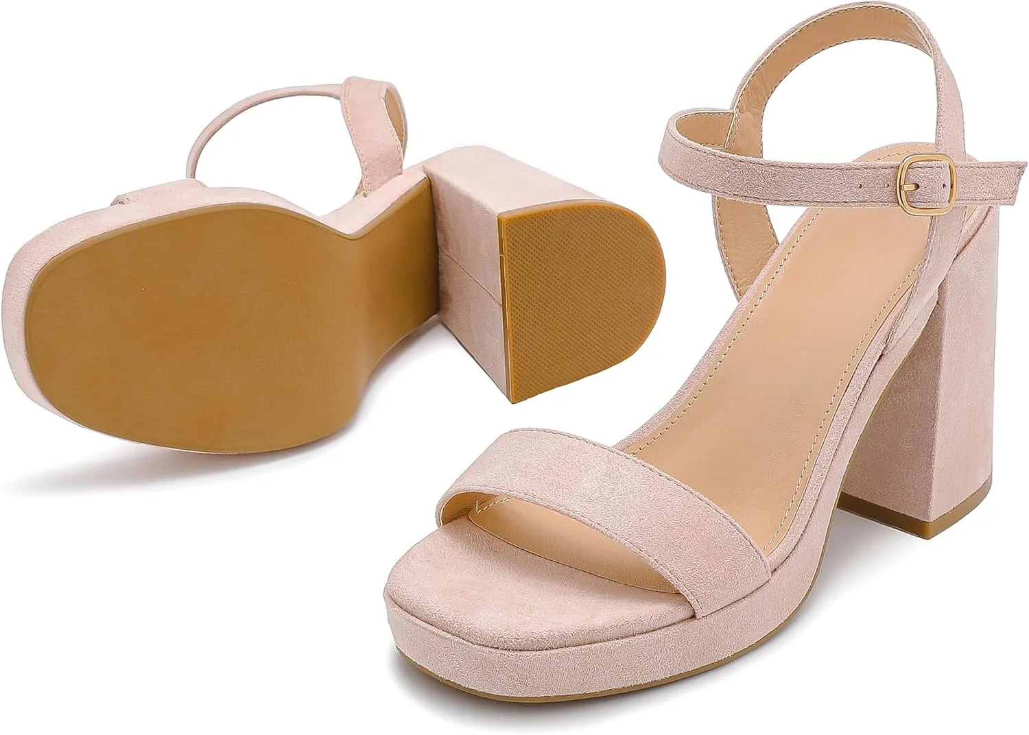 Platform Sandals Women Fashion Block Chunky Heeled Sandals Open Toe High Heels Evening Wedding Party Prom Dance Summer Ankle Strap Dress Shoes
