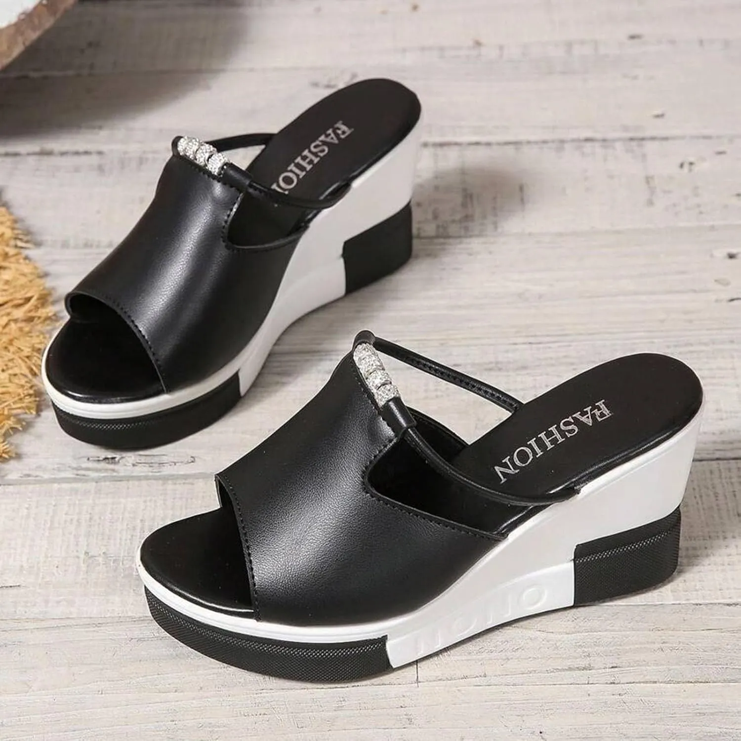 Platform Sandals Women Open Toe Color Block Comfort Wedge Sandals Summer Trendy Thick Sole Platform Shoes
