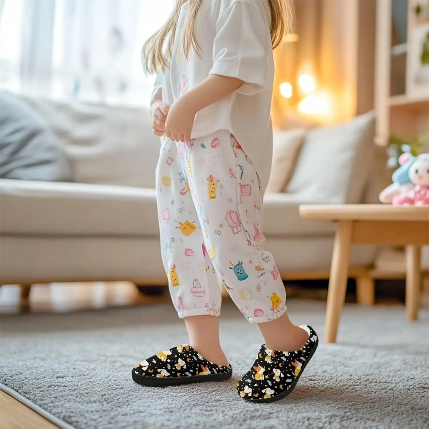 Plush Slippers for Kids Anti-slip House Slippers Warm Bedroom Slippers Cozy House Shoes