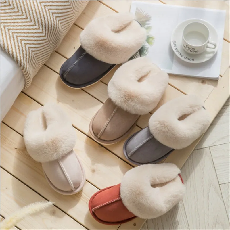 Plush warm Home flat slippers