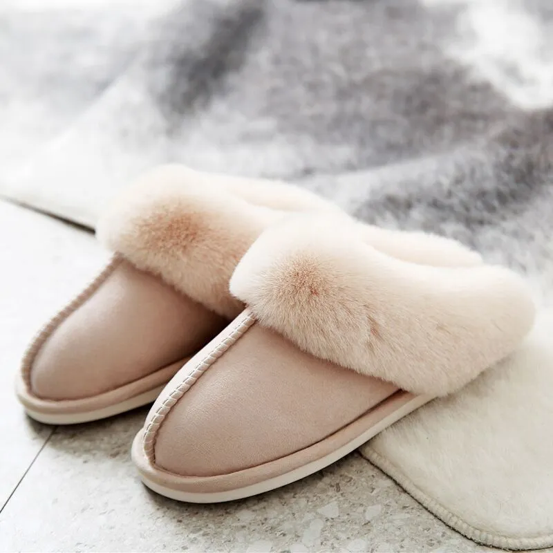 Plush warm Home flat slippers