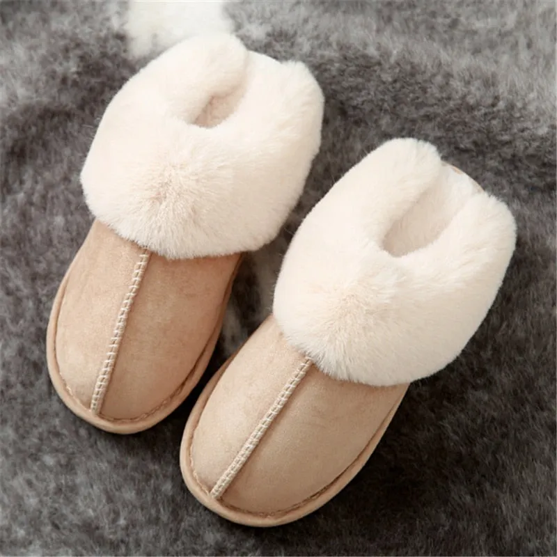 Plush warm Home flat slippers