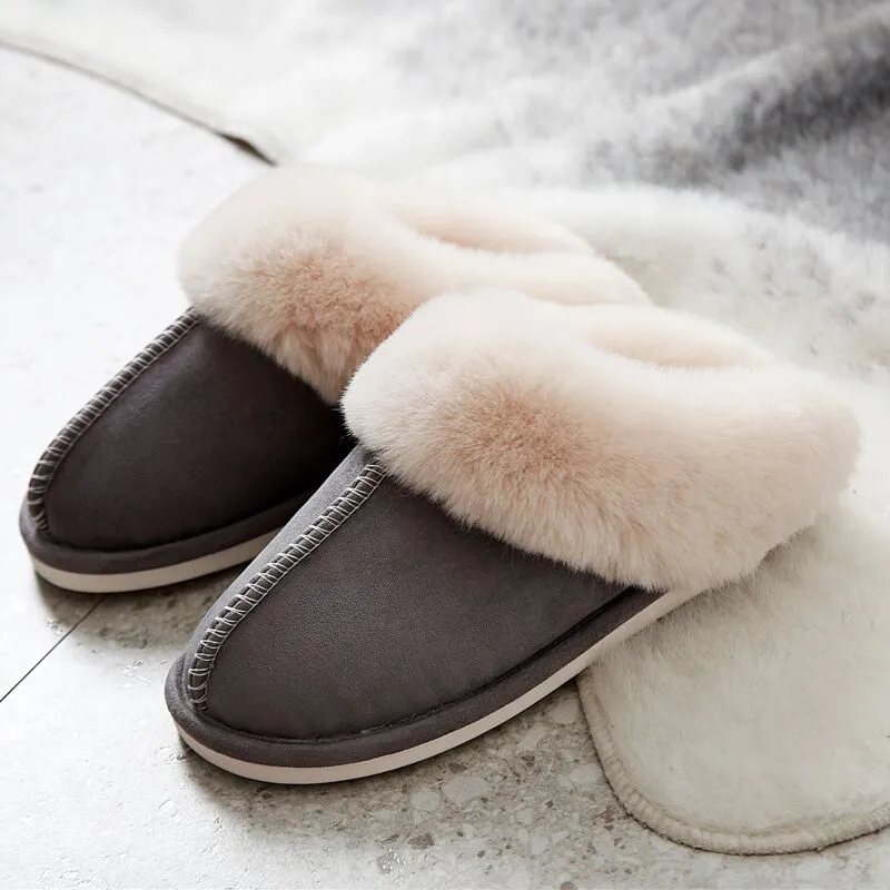 Plush warm Home flat slippers