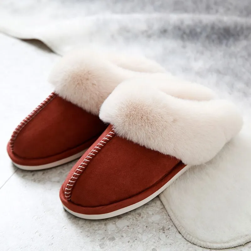 Plush warm Home flat slippers