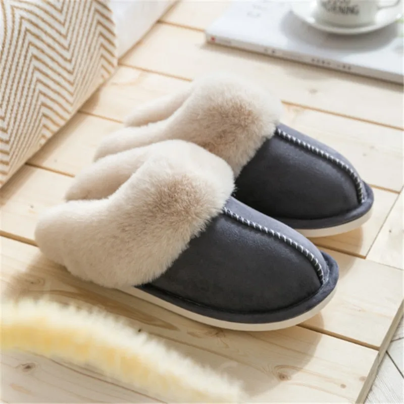 Plush warm Home flat slippers