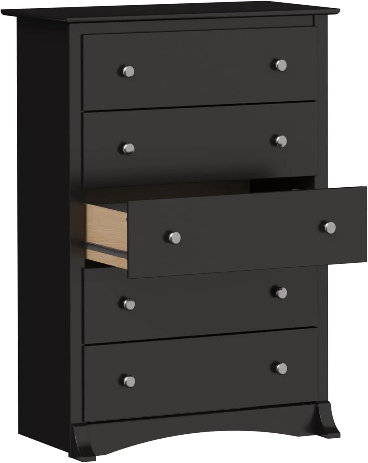 Prepac Sonoma Superior 5-Drawer Chest for Bedroom - Spacious and Stylish Chest of Drawers, Measuring 17.75"D x 31.5"W x 44.75"H, In Black Finish