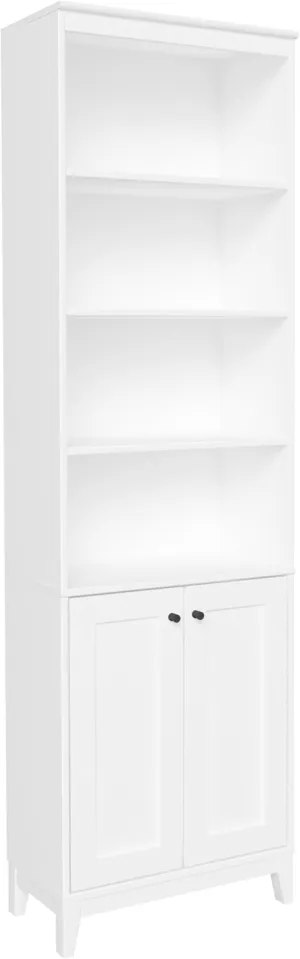 Prepac Yaletown Bookcase with Doors, White Storage Cabinet with Doors and Shelves, Accent Cabinet 23.75" W x 79.50" H x 12.25" D, WSBR-2310-1
