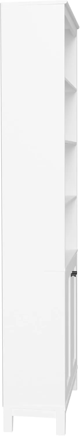 Prepac Yaletown Bookcase with Doors, White Storage Cabinet with Doors and Shelves, Accent Cabinet 23.75" W x 79.50" H x 12.25" D, WSBR-2310-1